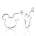 thumbnail image 1 of Disney Womens Mickey Mouse Sterling Silver Outline Small Hoop Earrings, 1 of 5