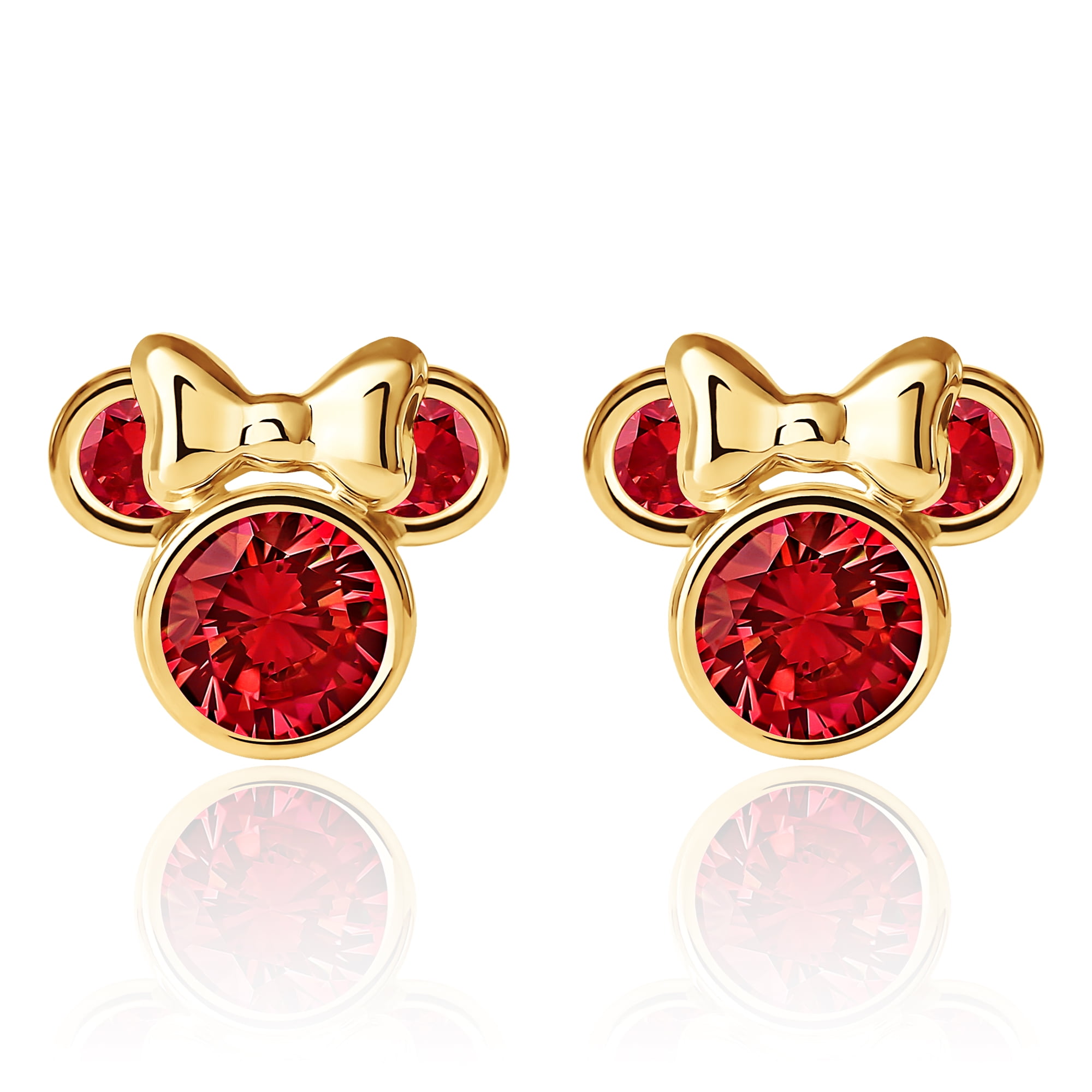 Minnie Mouse Birthstone Earrings 10K Gold Stud