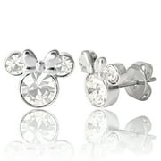 Disney Womens Minnie Mouse Birthstone Stud Earrings - April - Clear Crystal
