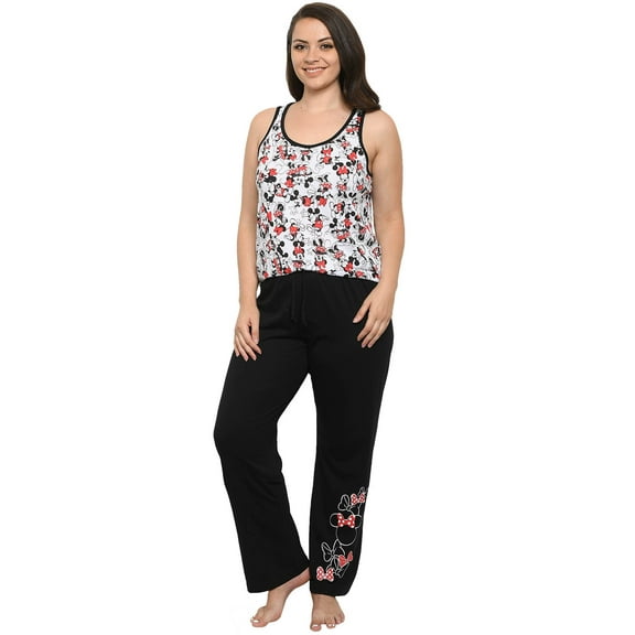 Disney Womens Plus Size Minnie Mouse All-Over Tank Top Pajama Lounge Wear Set
