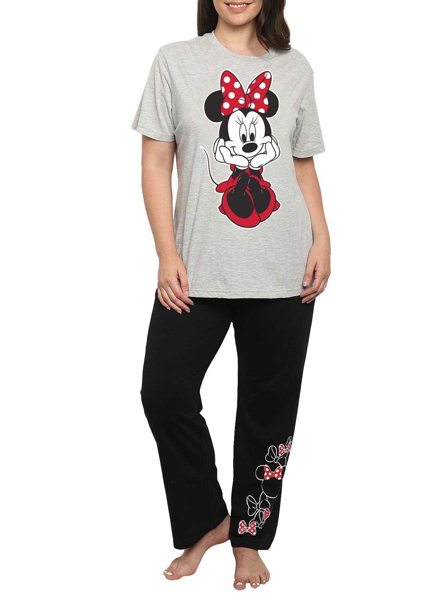 Disney Womens Plus Size Minnie Mouse T-Shirt Lounge Pajama Pants PC Set, Women's  Plus Size Disney Pajamas