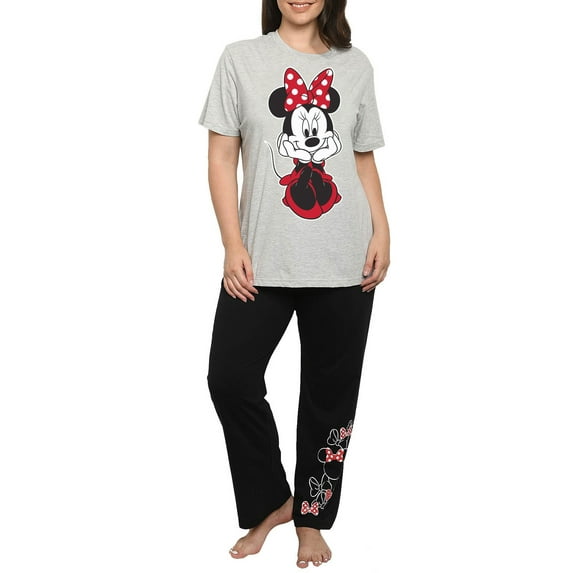 Disney Womens Plus Size Minnie Mouse T-Shirt & Lounge Pajama Pants 2 PC Set