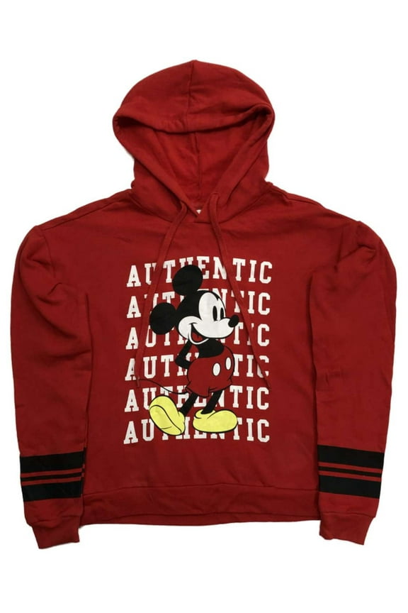 Womens Red Mickey Mouse Hoodie Sweatshirt X-Small