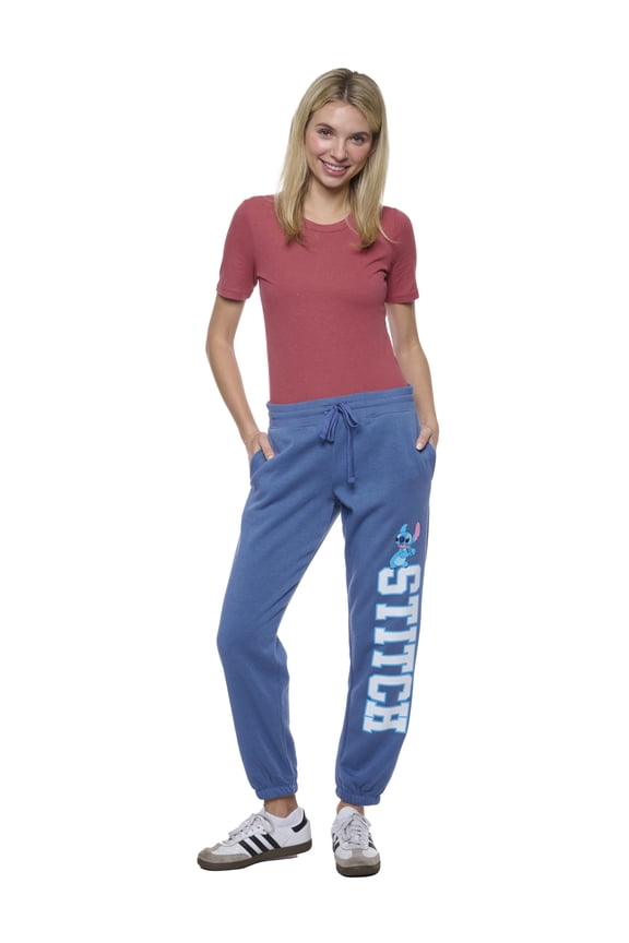 Womens Stitch Jogger Pants Lounge Wear Pockets Blue Lilo & Stitch