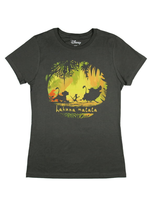 Disney Womens' The Lion King Hakuna Matata Silhouette With Foliage T-shirt, S