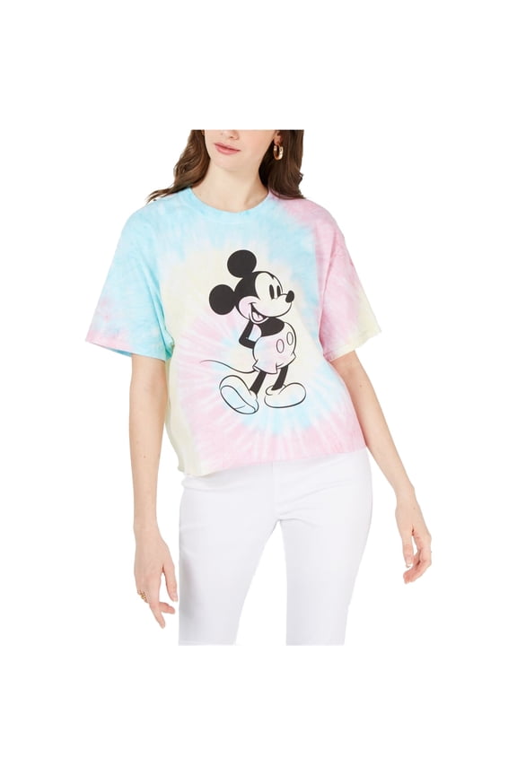 Womens Tie Dyed Graphic T-Shirt, Blue, Juniors, Large