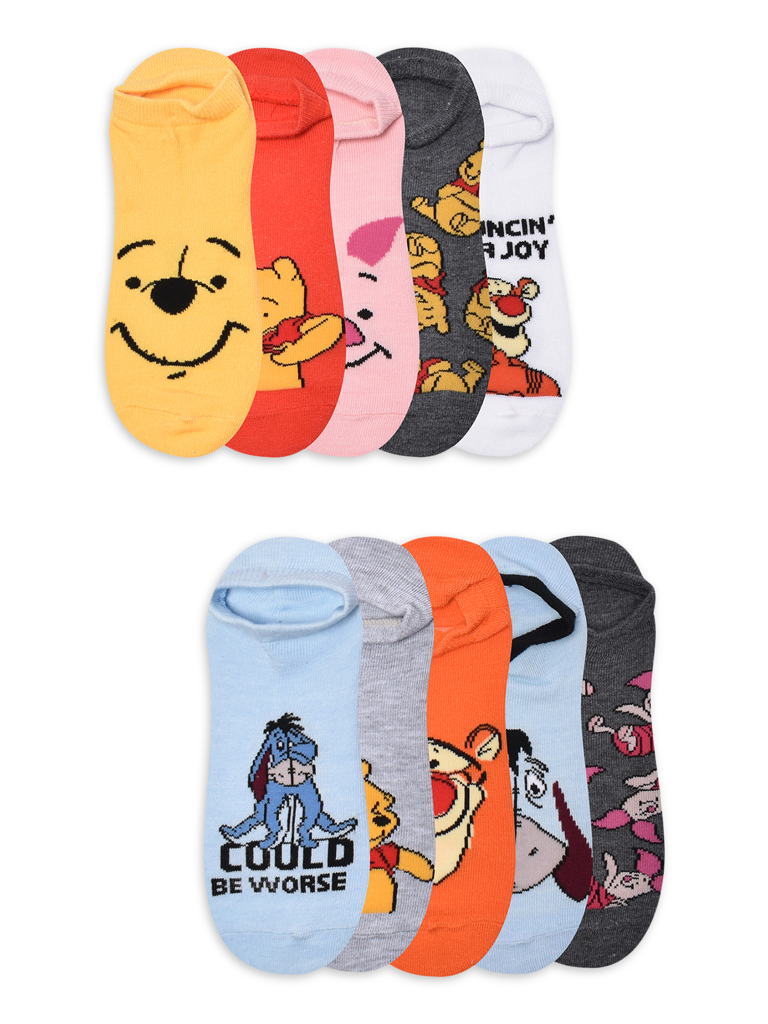 Disney Womens Winnie the Pooh Graphic Super No Show Socks, 10-Pack, Sizes 4-10 - image 1 of 5