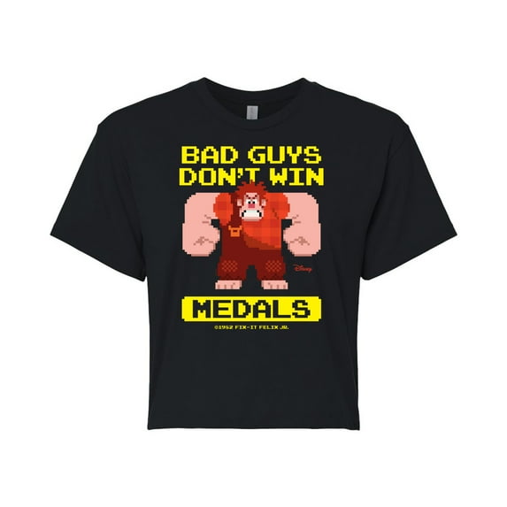 Disney Wreck It Ralph - Bad Guys Don’t Win Medals - Juniors Cropped Cotton Blend T-Shirt