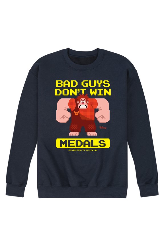 Wreck It Ralph - Bad Guys Don’t Win Medals - Men's Crew Neck Fleece Pullover