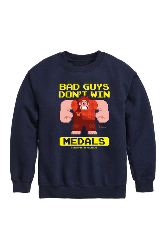 Wreck It Ralph - Bad Guys Don't Win Medals - Toddler & Youth Crewneck Fleece Sweatshirt