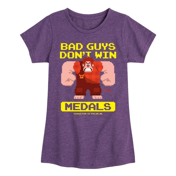 Disney Wreck It Ralph - Bad Guys Don't Win Medals - Toddler & Youth Girls Short Sleeve Graphic T-Shirt