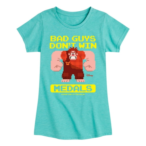 Disney Wreck It Ralph - Bad Guys Don't Win Medals - Toddler & Youth Girls Short Sleeve Graphic T-Shirt