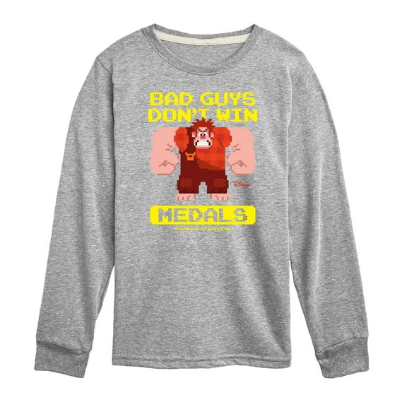 Disney Wreck It Ralph - Bad Guys Don't Win Medals - Toddler & Youth Long Sleeve Graphic T-Shirt