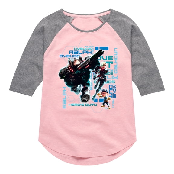 Disney Wreck It Ralph - Hero's Duty - Move Out - Toddler & Youth Girls Raglan Graphic T-Shirt