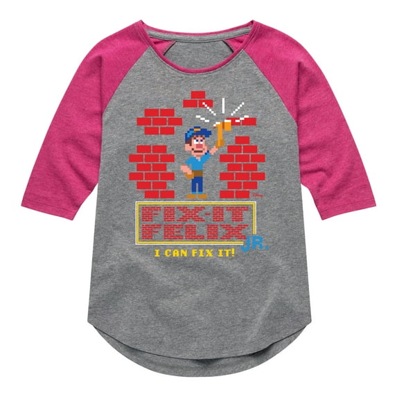 Disney Wreck It Ralph - I Can Fix It Felix - Toddler & Youth Girls Raglan Graphic T-Shirt