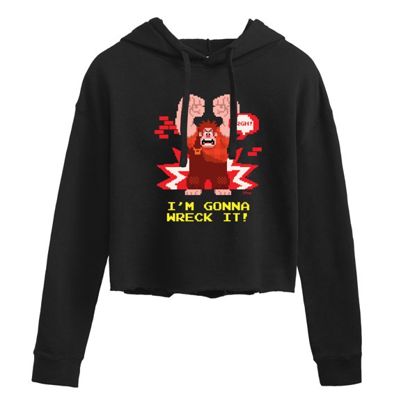 Disney Wreck It Ralph - I'm Gonna Wreck It - Juniors Cropped Pullover Hoodie