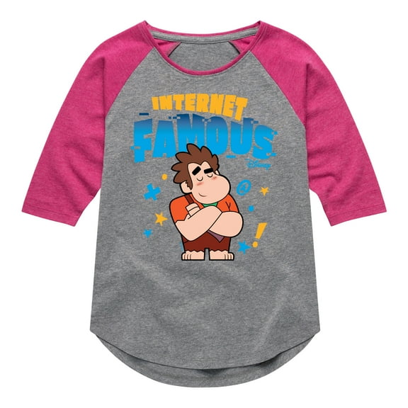 Disney Wreck It Ralph - Internet Famous - Toddler & Youth Girls Raglan Graphic T-Shirt