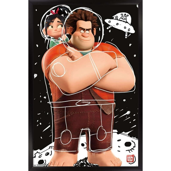 Disney Wreck It Ralph: Ralph Breaks The Internet - Space Doodle Wall Poster, 14.725" x 22.375", Framed