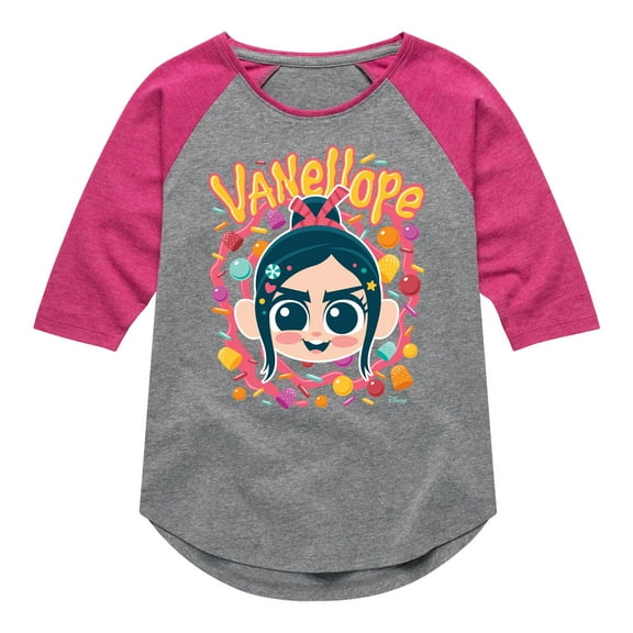 Disney Wreck It Ralph - Vanellope & Candy - Toddler & Youth Girls Raglan Graphic T-Shirt