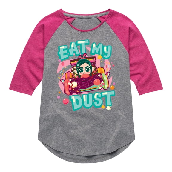 Disney Wreck It Ralph - Vanellope Eat My Dust - Toddler & Youth Girls Raglan Graphic T-Shirt