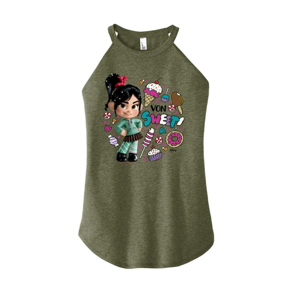 Disney Wreck It Ralph - Von Sweet & Candy - Juniors High Neck Tank Top