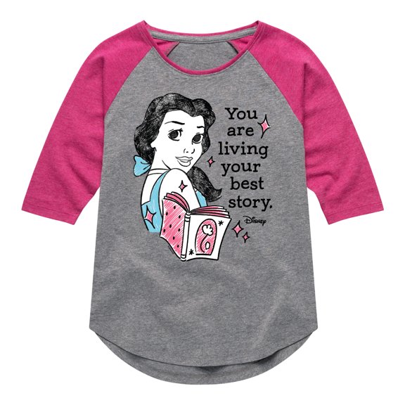 Disney - You Are Living Your Best Story - Toddler & Youth Girls Raglan Graphic T-Shirt