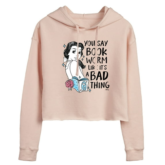 Disney - You Say Bookworm Like Its A Bad Thing - Juniors Cropped Pullover Hoodie