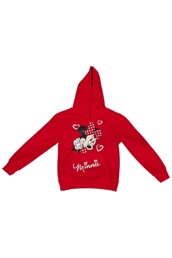 Youth Girls Minnie Love Pullover Hoodie, Red