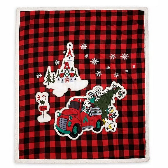 Disney Fleece Throw - Mickey Mouse and Friends Holiday Plaid