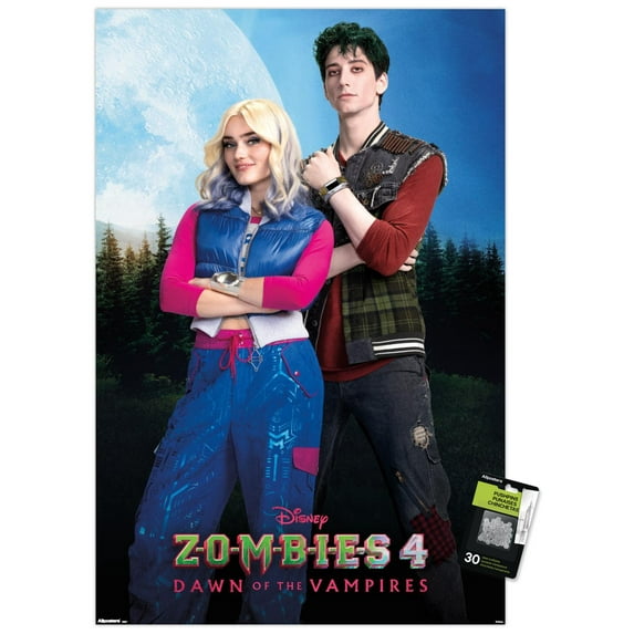 Disney Zombies 4: Dawn Of The Vampire (2025) - Addison & Zed Wall Poster with Pushpins, 22.375" x 34"