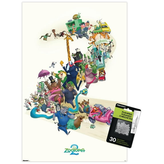 Disney Zootopia 2 (2025) - Group Wall Poster with Push Pins, 14.725" x 22.375"