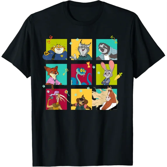 Disney Zootopia 2 Illustrated Characters Grid T-Shirt