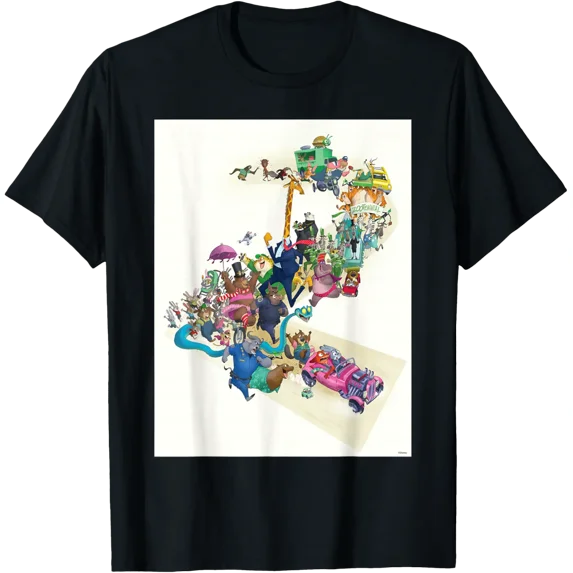 Disney Zootopia 2 Multi-Character Chase Official Poster Art T-Shirt