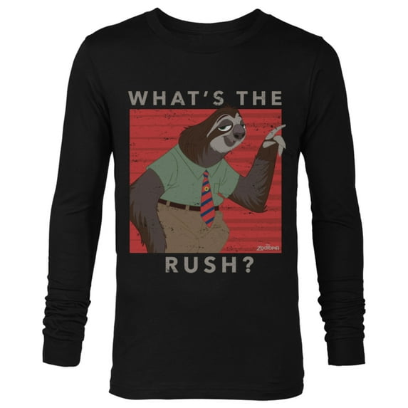 Disney Zootopia Flash What's The Rush T-Shirt - Long Sleeve T-Shirt for Men - Customized-Black