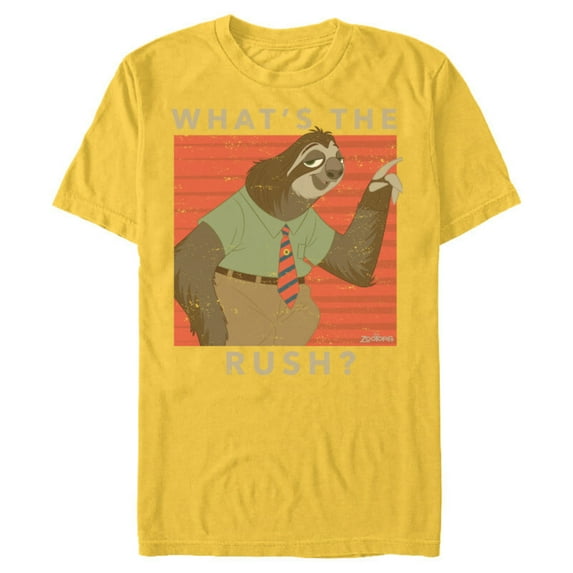 Disney Zootopia Flash What's The Rush T-Shirt- Short Sleeve Blended T-Shirt for Adults - Customized-Yellow