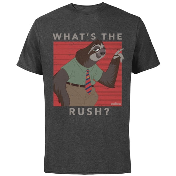 Disney Zootopia Flash What's The Rush T-Shirt - Short Sleeve Cotton T-Shirt for Adults - Customized-Charcoal