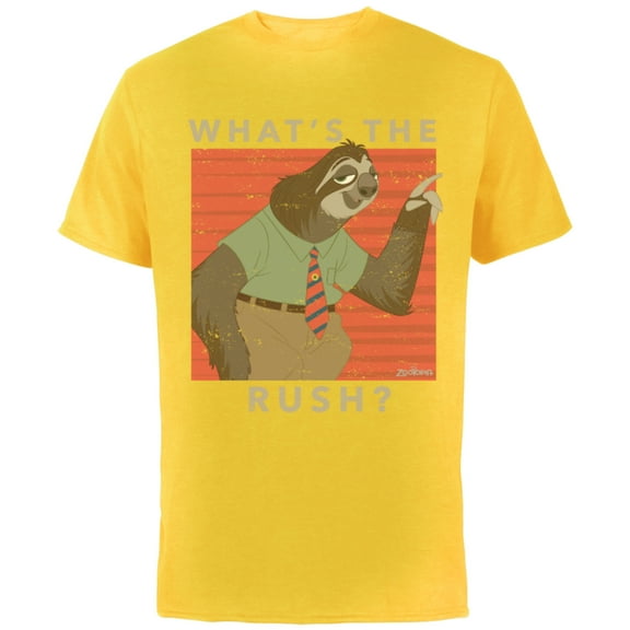 Disney Zootopia Flash What's The Rush T-Shirt - Short Sleeve Cotton T-Shirt for Adults - Customized-Yellow