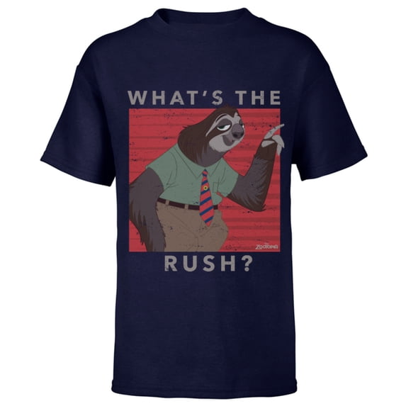 Disney Zootopia Flash What's The Rush T-Shirt - Short Sleeve T-Shirt for Kids - Customized-Navy