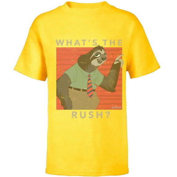 Disney Zootopia Flash What's The Rush T-Shirt - Short Sleeve T-Shirt for Kids - Customized-Yellow