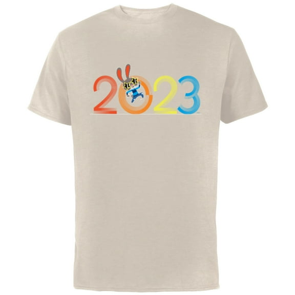 Disney Zootopia Judy Hopps 2023 Year of the Rabbit 70s Retro - Short Sleeve Cotton T-Shirt for Adults - Customized-Natural