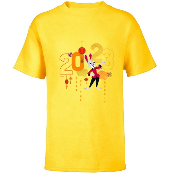 Disney Zootopia Judy Hopps 2023 Year of the Rabbit - Short Sleeve T-Shirt for Kids - Customized-Yellow