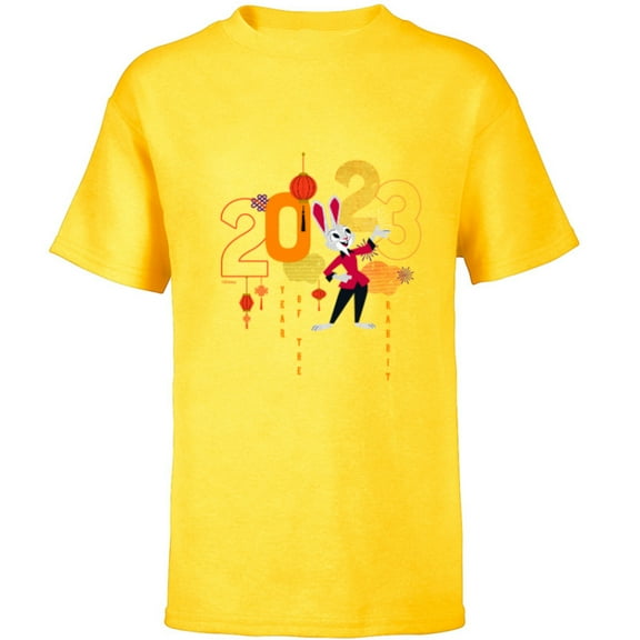 Disney Zootopia Judy Hopps 2023 Year of the Rabbit - Short Sleeve T-Shirt for Kids - Customized-Yellow