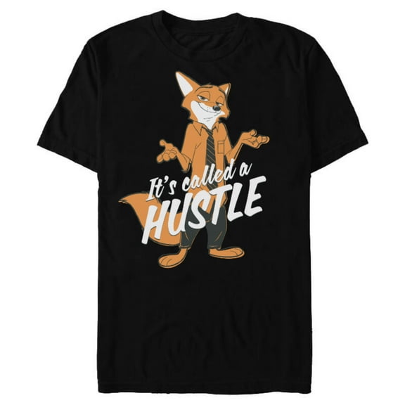 Disney Zootopia Nick Wilde It's Called Hustle T-Shirt- Short Sleeve Blended T-Shirt for Adults - Customized-Black