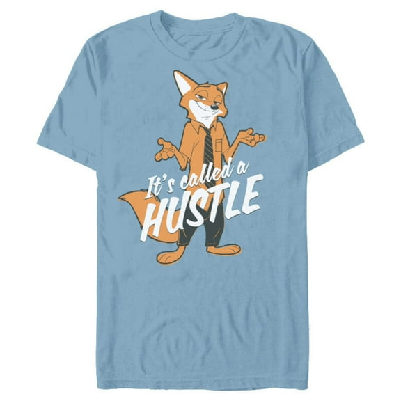 Disney Zootopia Nick Wilde It's Called Hustle T-Shirt- Short Sleeve Blended T-Shirt for Adults - Customized-Ocean Blue