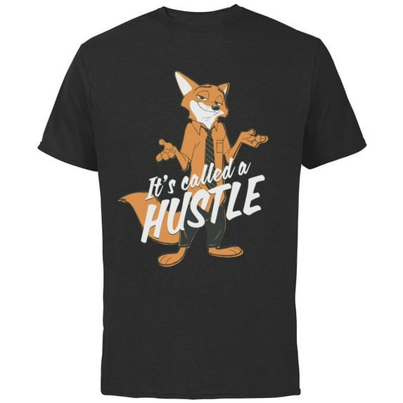 Disney Zootopia Nick Wilde It's Called Hustle T-Shirt - Short Sleeve Cotton T-Shirt for Adults - Customized-Black