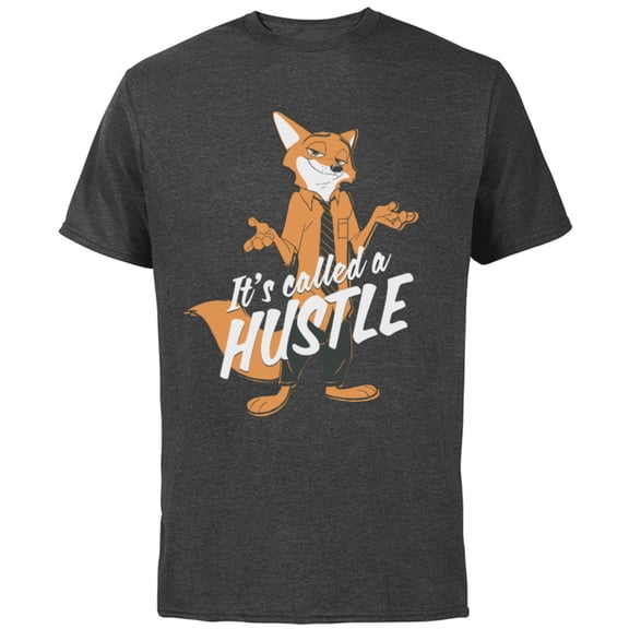 Disney Zootopia Nick Wilde It's Called Hustle T-Shirt - Short Sleeve Cotton T-Shirt for Adults - Customized-Charcoal
