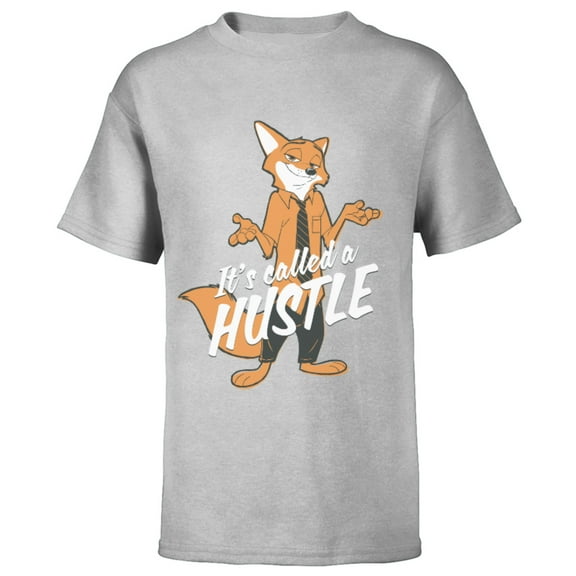Disney Zootopia Nick Wilde It's Called Hustle T-Shirt - Short Sleeve T-Shirt for Kids - Customized-Athletic Heather