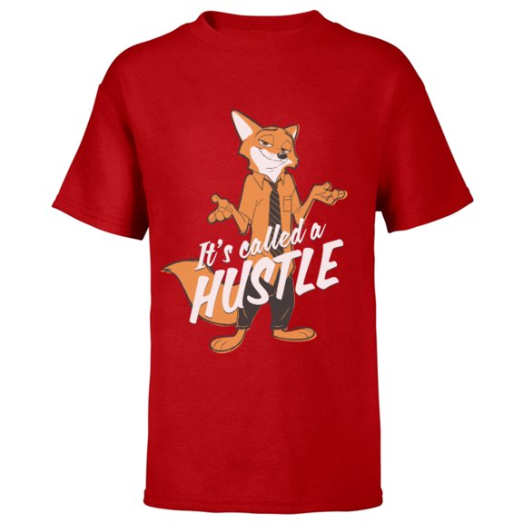 Disney Zootopia Nick Wilde It's Called Hustle T-Shirt - Short Sleeve T-Shirt for Kids - Customized-Red