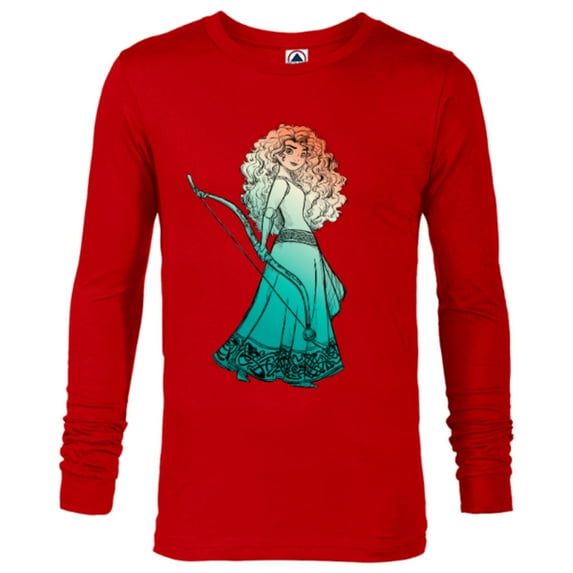 Disney and PIXAR Brave Merida Stylized T-Shirt - Long Sleeve T-Shirt for Men - Customized-New Red