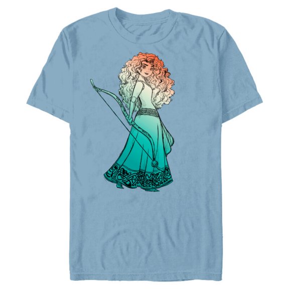 Disney and PIXAR Brave Merida Stylized T-Shirt- Short Sleeve Blended T-Shirt for Adults - Customized-Ocean Blue